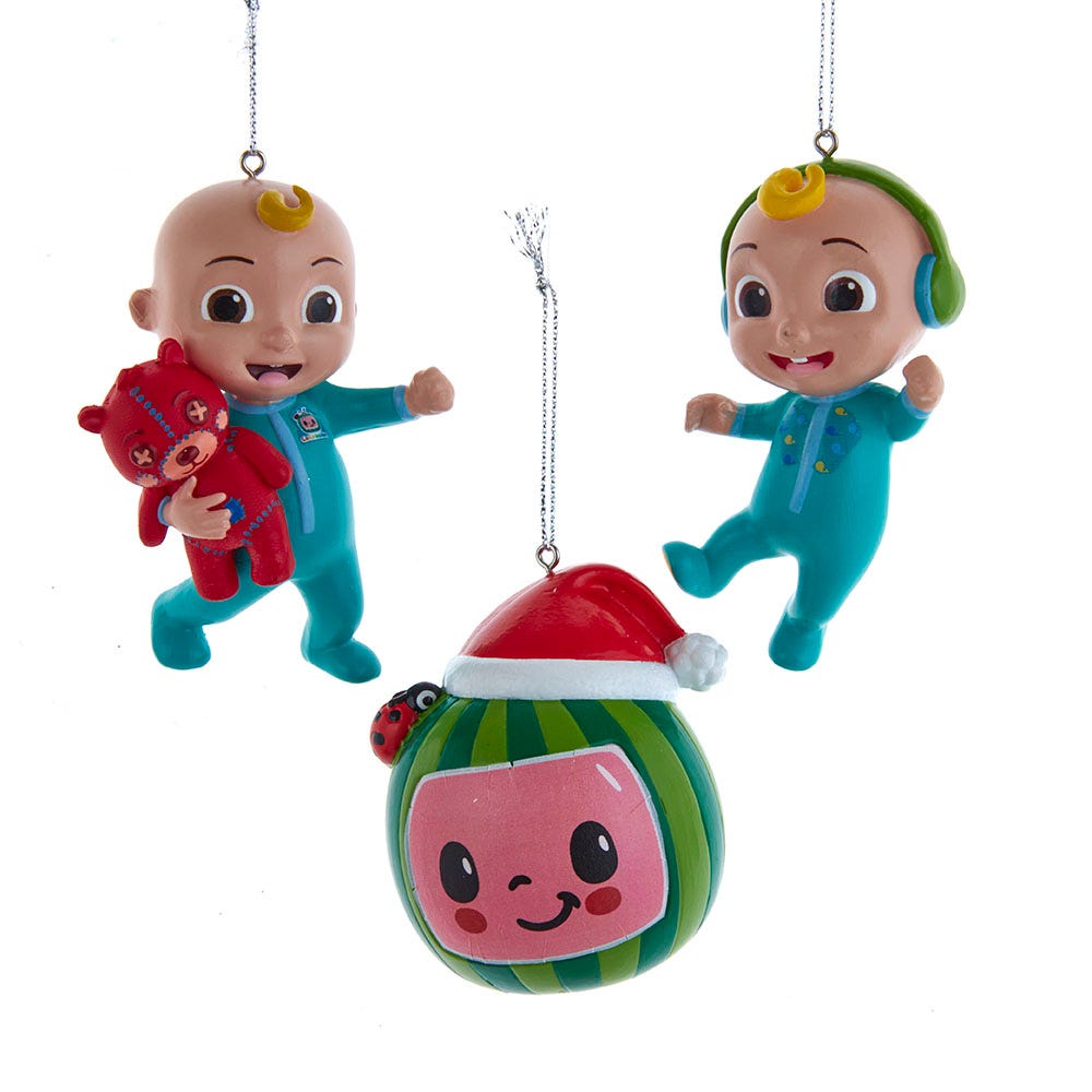Kurt Adler Cocomelon 3-Piece Ornament Set